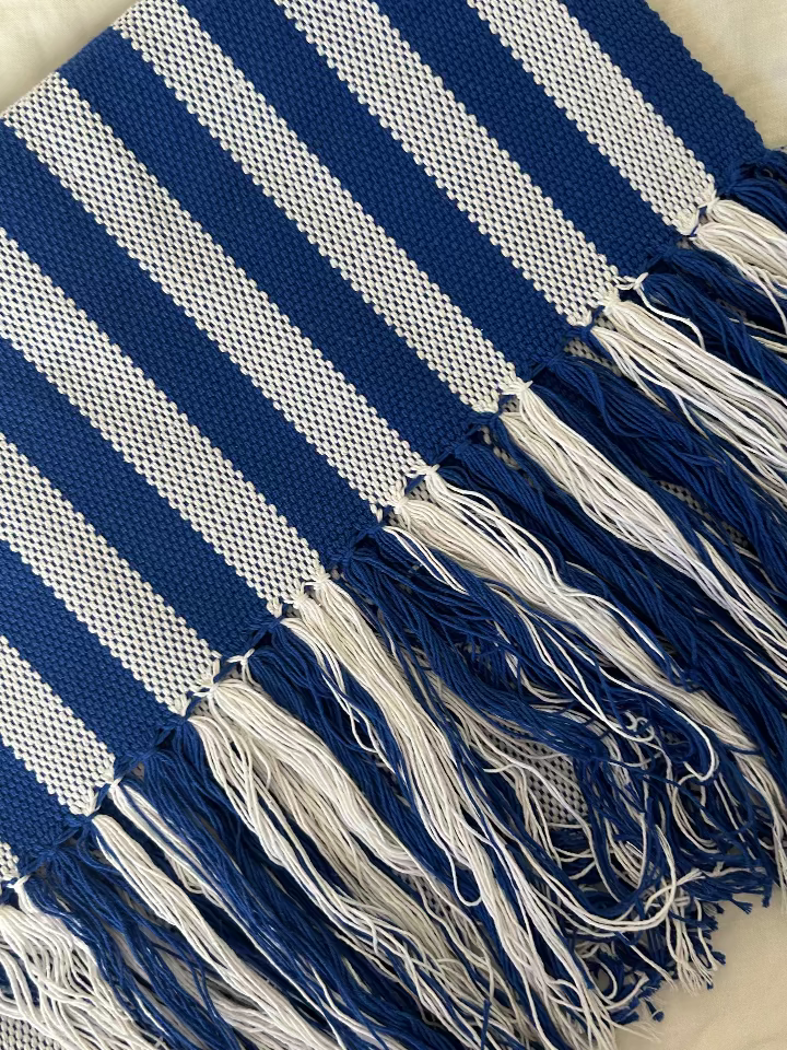 Rayas Table Runner in Blue & White